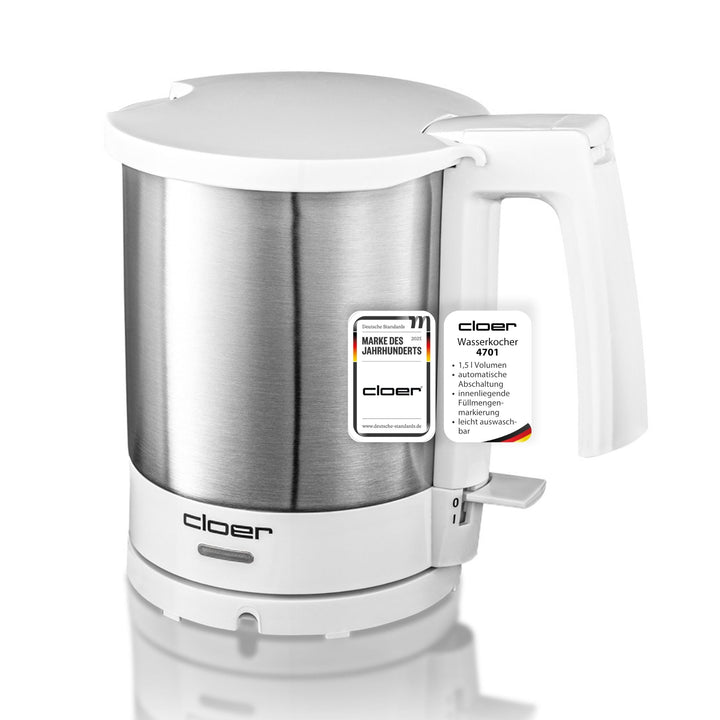 Cloer 4701 Wasserkocher, 2000 W, Trockengeh- und Überhitzungsschutz, innen liegende Füllmengenmarkie