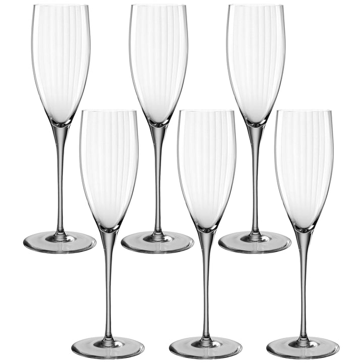 Leonardo Poesia Sektglas 6er Set, spülmaschinengeeignetes Champagnerglas, Höhe 25 cm, 250 ml, grau,