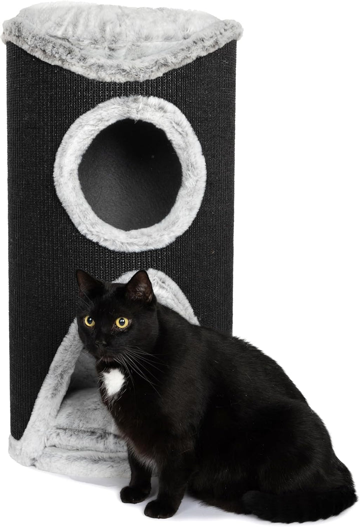 Bontoy Katzenturm Mukki grau I mit 2 Höhlen I grosse Liegefläche I 75 cm höhe I Stabiler Stand I mit