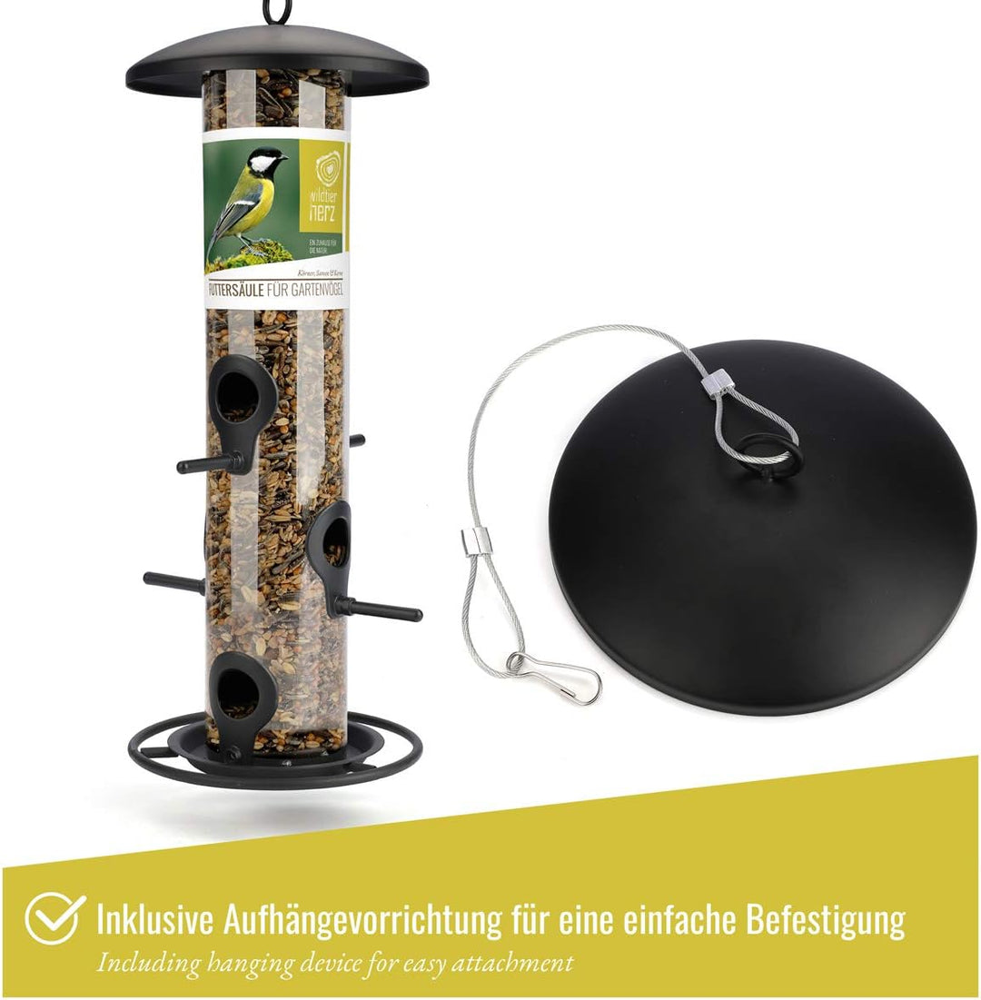 wildtier herz I Körner Vogelfutterspender 35cm - aus rostfreiem Metall, Vogel Futterstation, Futters