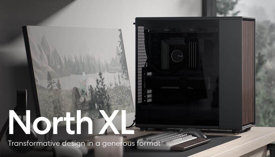 Fractal Design North XL Charcoal Black TG- Three 140mm Aspect PWM Fans Included- Type C USB- EATX Ai