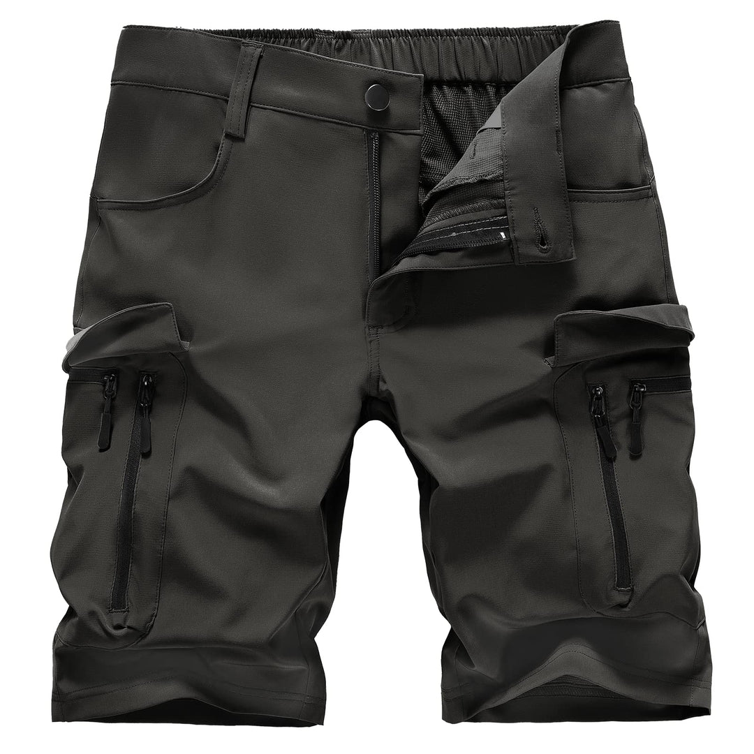 Hiauspor Wanderhose Herren Kurz MTB Hose Leichte Schnelltrocknend Cargo Bermuda Chino mit 5 Taschen