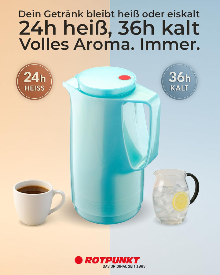 ROTPUNKT Isolierkanne 760 Maxima 1,0 l | Zweifunktions-Drehverschluss | BPA-frei - gesundes Trinken