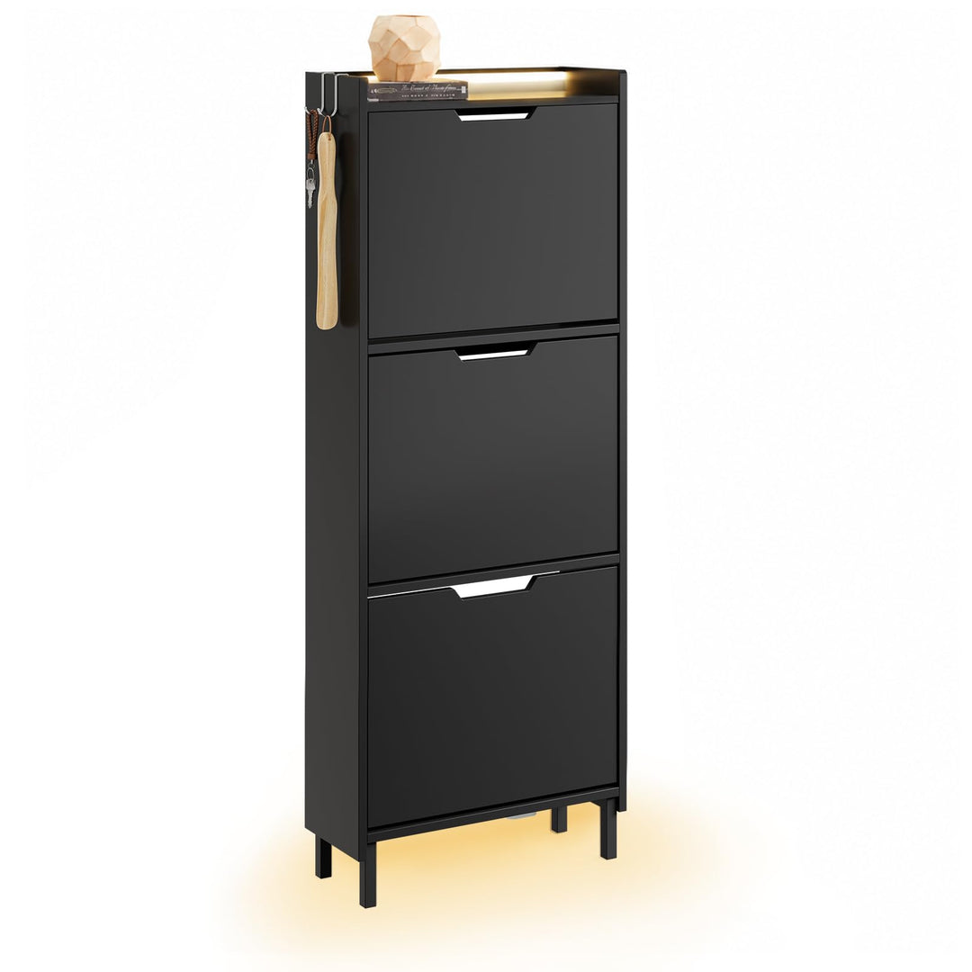 SoBuy Schuhschrank Schmal, Schuhregal, Schuhschrank Hängend mit Sensorlicht und 19 cm Tiefe, für Flu