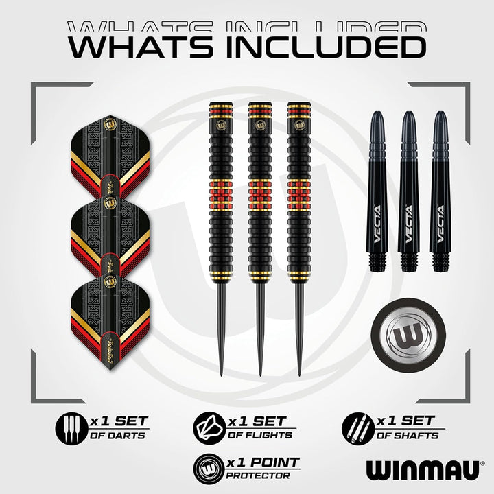 WINMAU Valhalla Profi Stahlspitze Wolfram Dartpfeile mit Flüge und Stiele (Wellen) 22g Steeltip, 22g