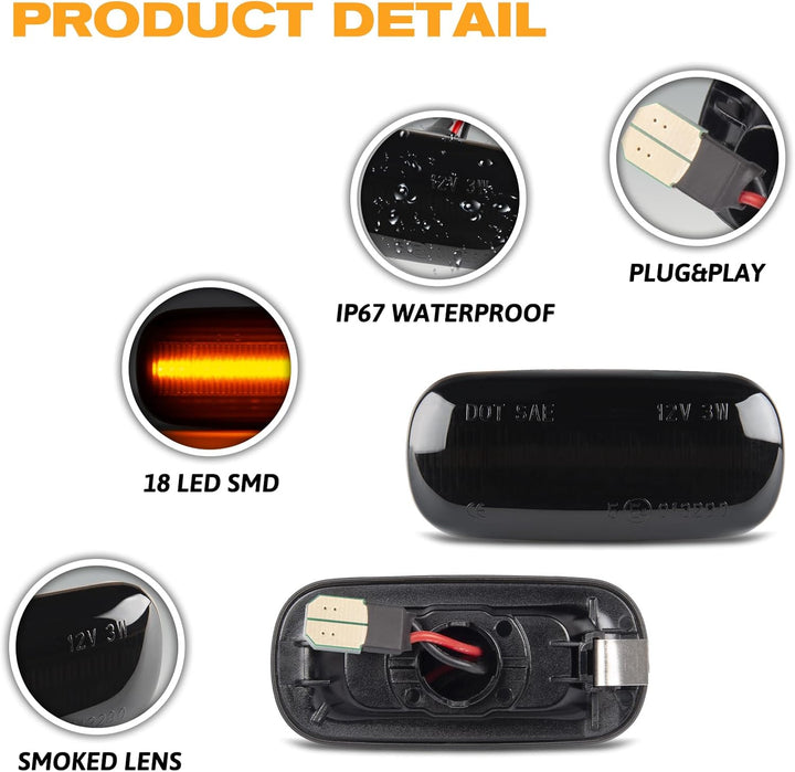 POPMOTORZ LED Blinker Seitenblinker mit Canbus Fehlerfrei 2835 SMD für A-udi A3 8P/S3 8P/A4 B6/A4 B7
