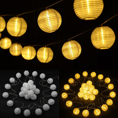 10M LED Lampions Lichterkette Aussen Strom, Erweiterbar 8 modi Warmweiss 40er LED Lampion mit Fernbe