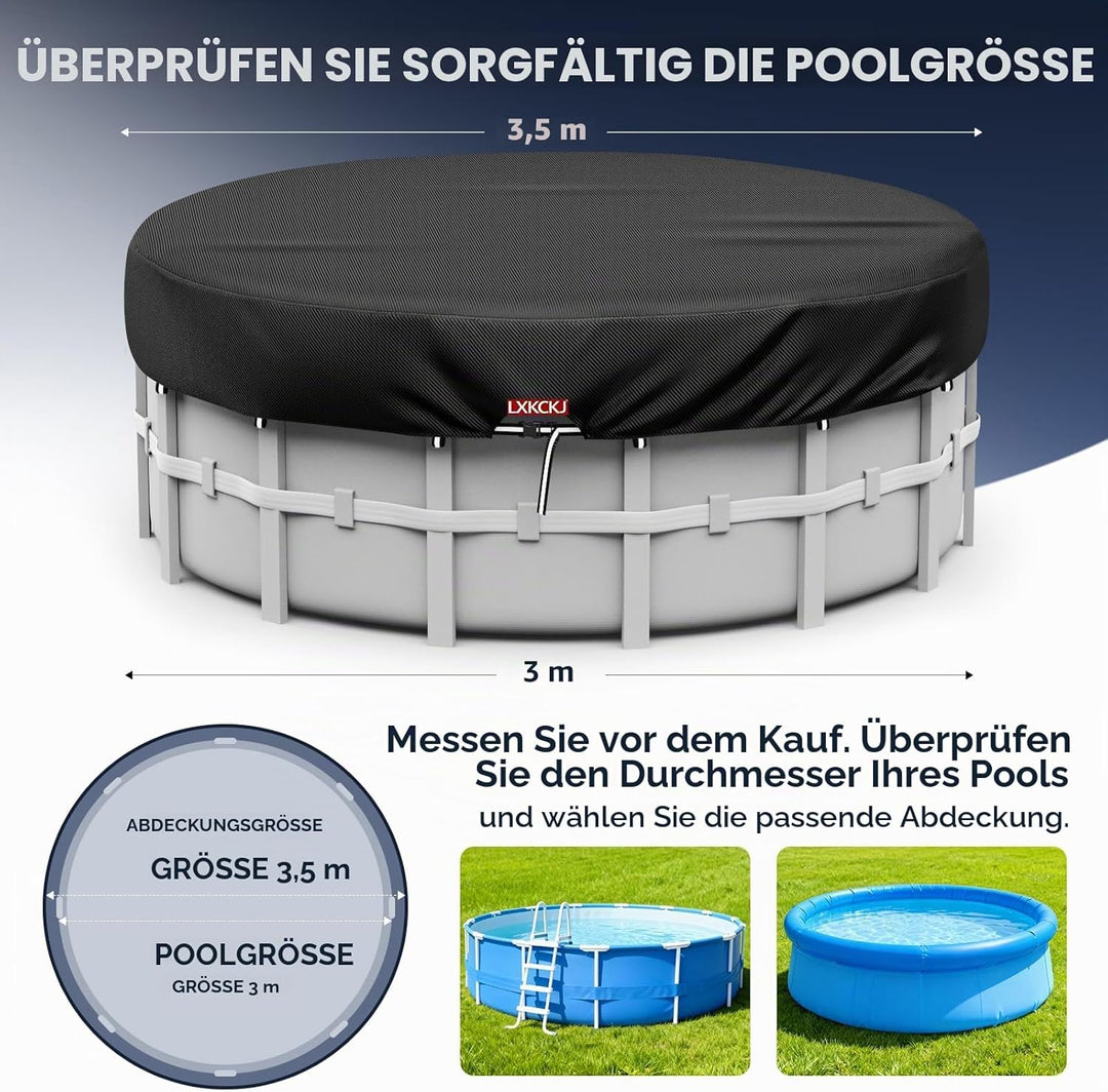 LXKCKJ Runde Poolabdeckung für oberirdische Pools- Lagertank Poolabdeckung mit Kordelzug Design-Whir