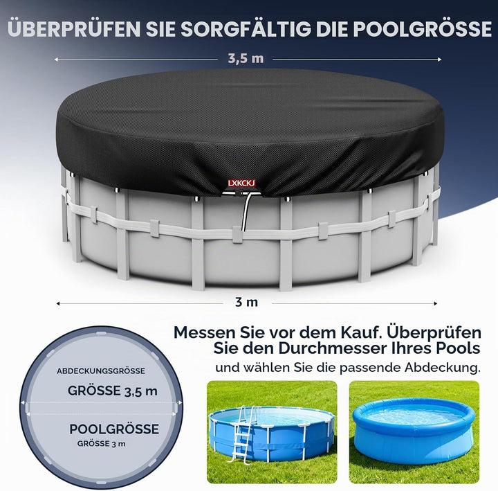 LXKCKJ Runde Poolabdeckung für oberirdische Pools- Lagertank Poolabdeckung mit Kordelzug Design-Whir