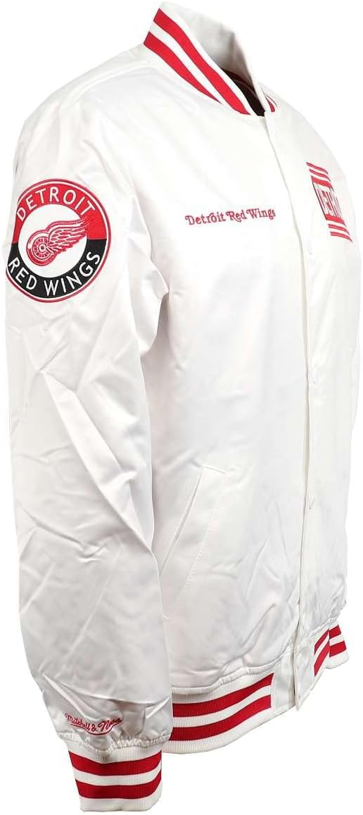 Mitchell & Ness NBA Hometown LW Satin Jacket, White M #2-Red-Wings-White-31093, M #2-Red-Wings-White