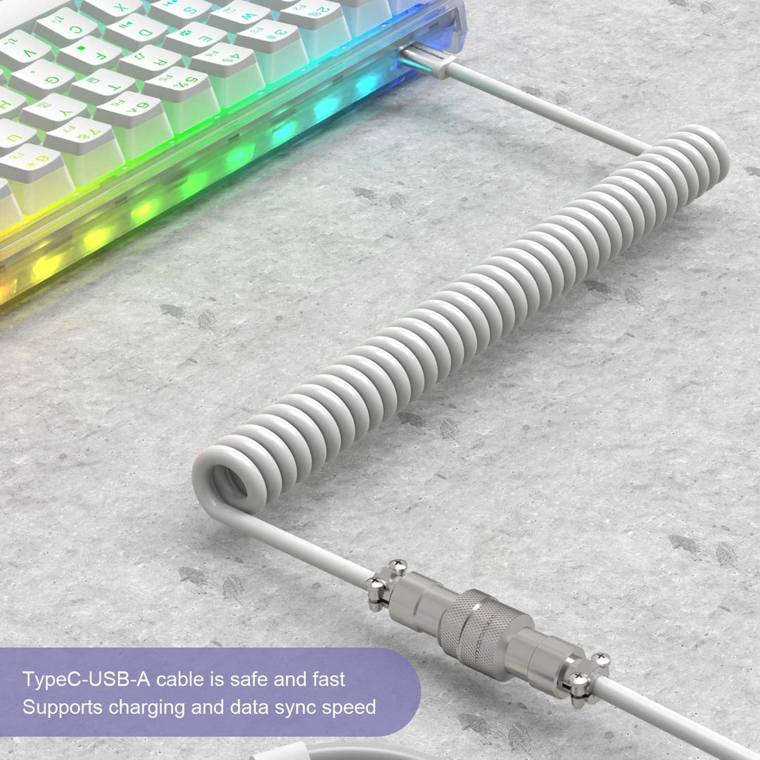XINMENG Deluxe Custom Coiled USB-C Mechancial Keyboard Cable Premium Aviator Spiralfeder Geflochtene