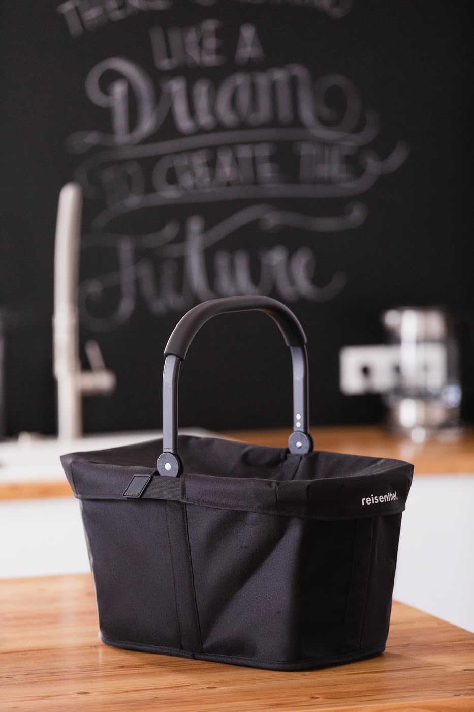 Reisenthel Set carrybag black mit Cover black Stabiler Einkaufskorb mit praktischer Innentasche – El