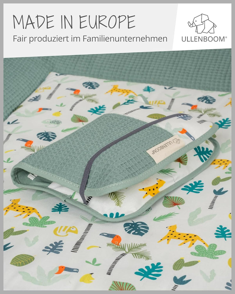 ULLENBOOM Windeltasche für unterwegs, Salbeigrün Regenwald, Made in EU - Wickeltasche für bis zu 3 W