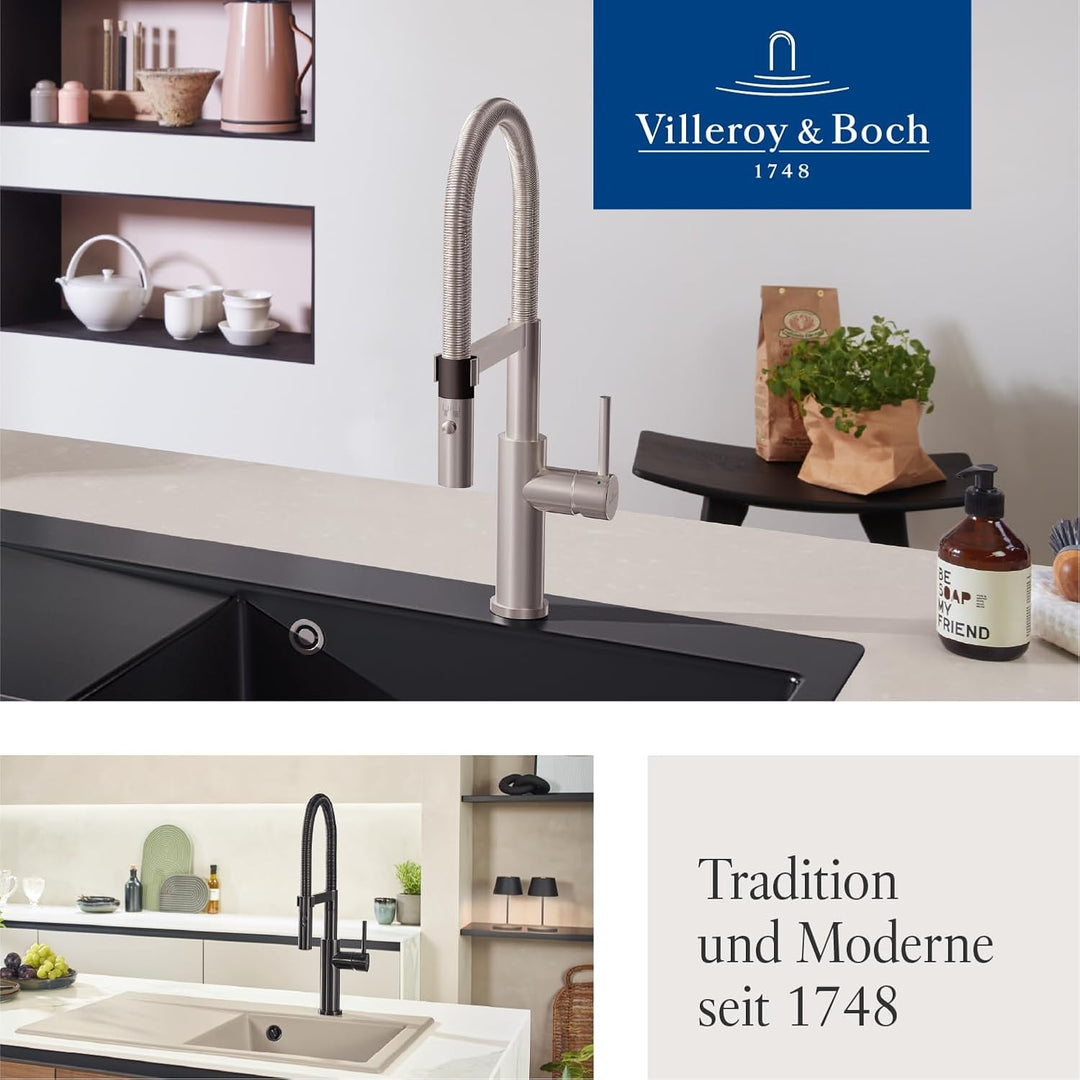 Villeroy & Boch Steel Expert 2.0 | Hochdruck | Einhand-Küchenarmatur mit schwenkbarem Auslauf und Um