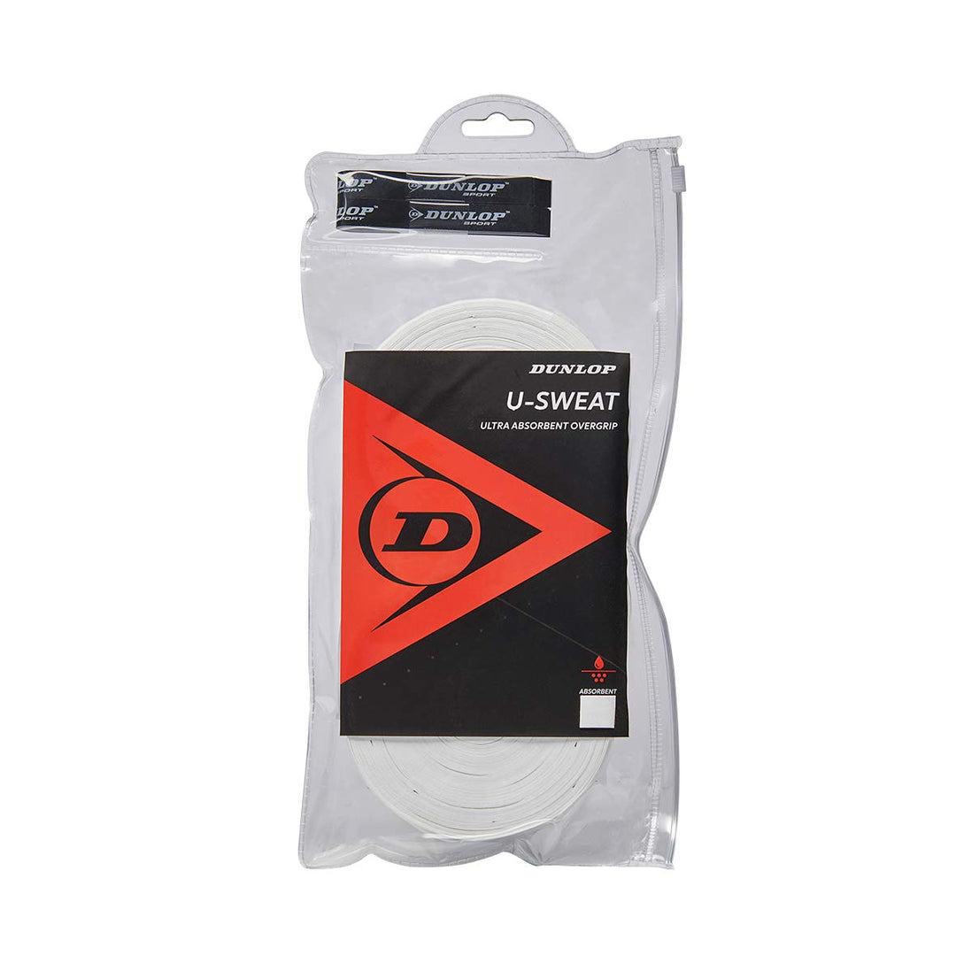 Dunlop U Sweat Tennis-Overgrip Weiss Rolle mit 30 Stück, Weiss Rolle mit 30 Stück