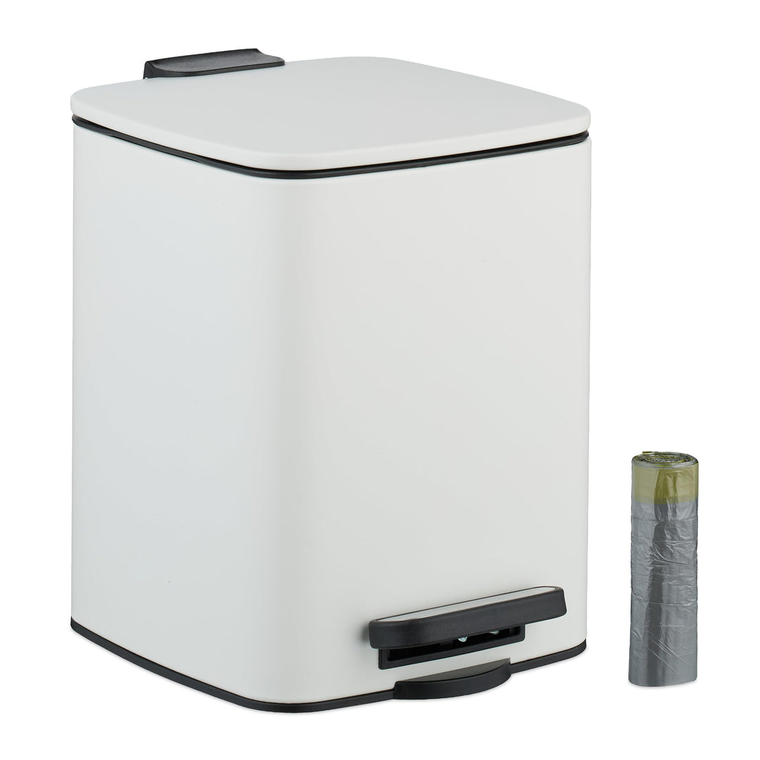 Relaxdays Kosmetikeimer, 6 L, Absenkautomatik, entnehmbarer Inneneimer, Metall, Bad Mülleimer, inkl.