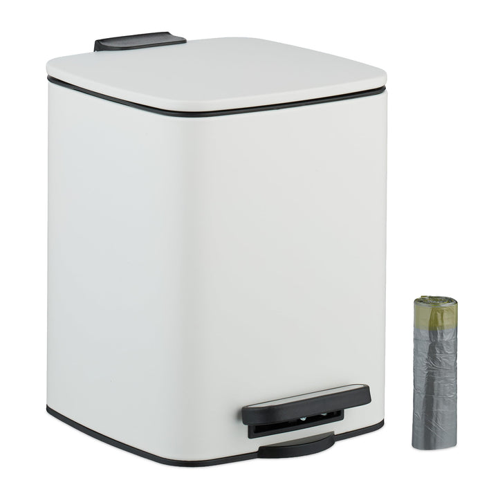 Relaxdays Kosmetikeimer, 6 L, Absenkautomatik, entnehmbarer Inneneimer, Metall, Bad Mülleimer, inkl.