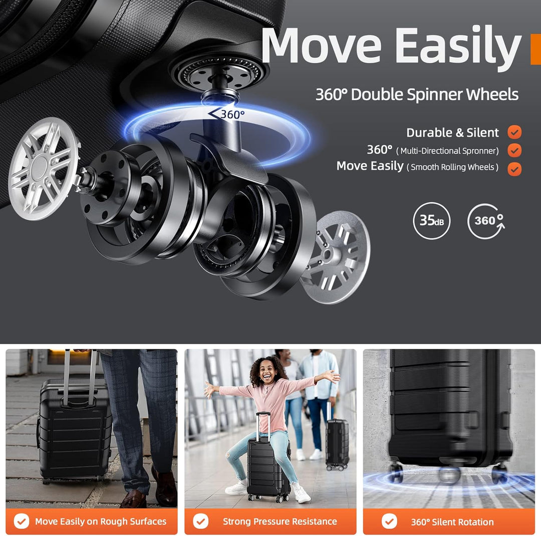 SHOWKOO Koffer Mittelgross Hartschale Leicht Reisekoffer ABS+PC Erweiterbar Haltbar Trolley Handgepä