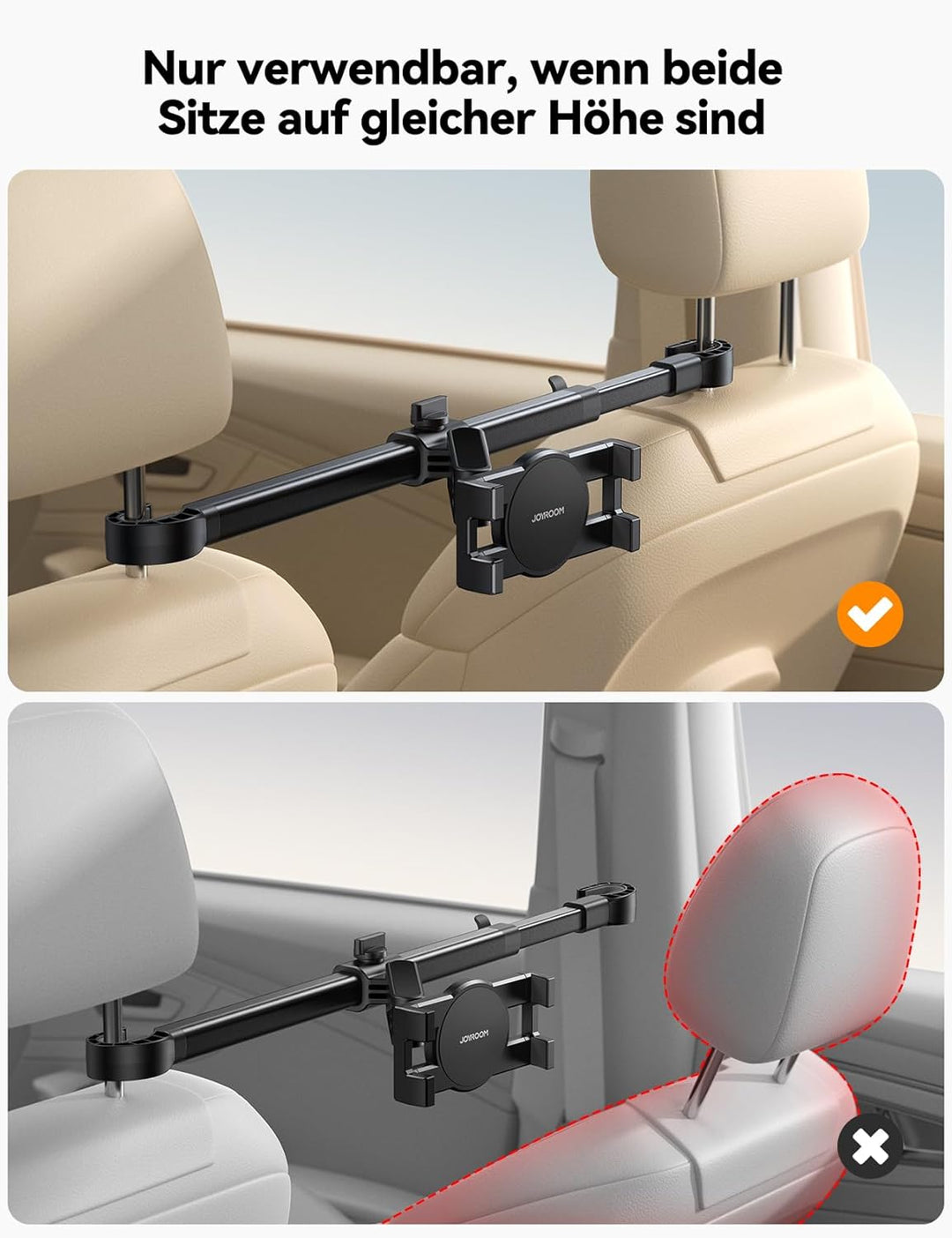 JOYROOM Tablet Halterung Auto Kopfstütze [Bilaterale Fixierung] Tablethalterungen Auto mit Metallarm