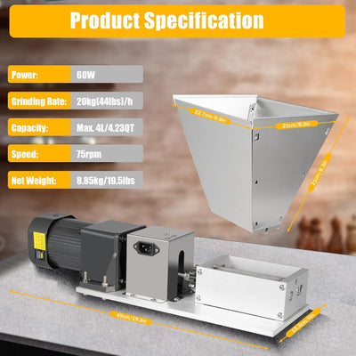 Elektrische Getreidemühlen - Walzenmühle Home Brew Mill für Getreide Gerstenmahlung elektrisch Futte