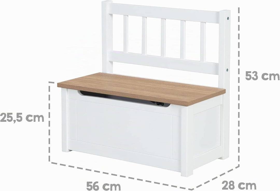 roba Kindertruhenbank Woody - Spielzeugtruhe in Holz Natur &amp; Weiss lackiert - Kinderbank mit Deckelb