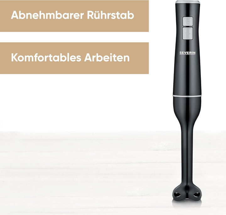 SEVERIN Stabmixer zum Pürieren und Zerkleinern, leistungsstarker Mixstab mit Turbostufe, abnehmbarer