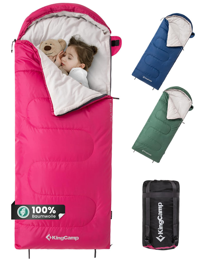 KingCamp Kinderschlafsack 3 Jahreszeiten Deckenschlafsack für Kinder 100-140cm Leicht Warm für Campi