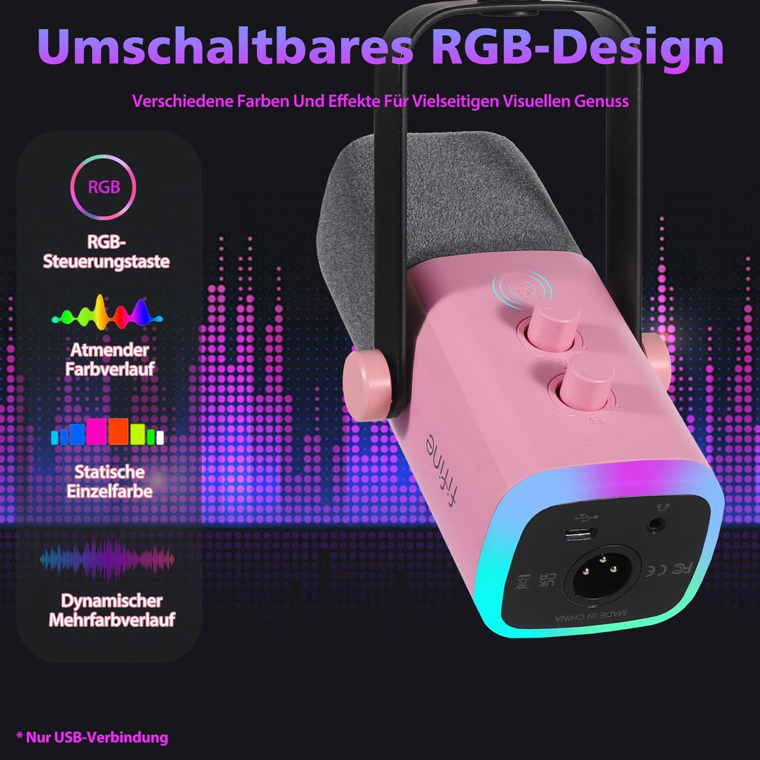 FIFINE XLR Streaming Mikrofon mit Arm für Podcast Studio, USB Dynamisch Microphone Gaming PC mit Stu
