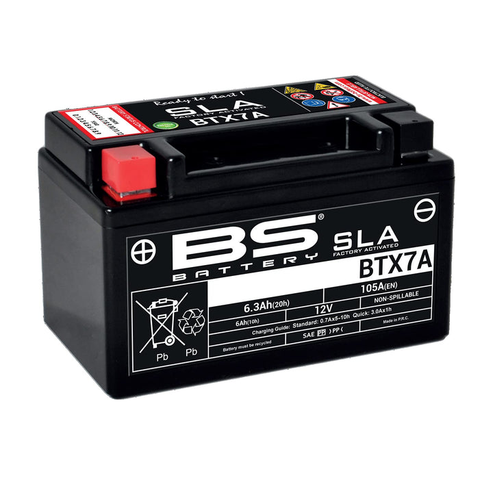 BS Battery 300672 BTX7A AGM SLA Motorrad Batterie, Schwarz
