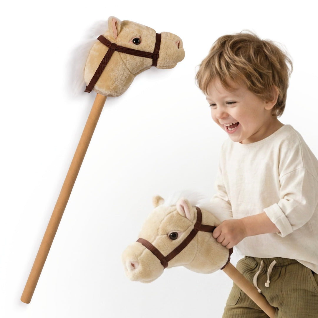 Mamabrum Hobby Horse - beiges Steckenpferd für Kinder, 80 cm | Beige - 80 cm