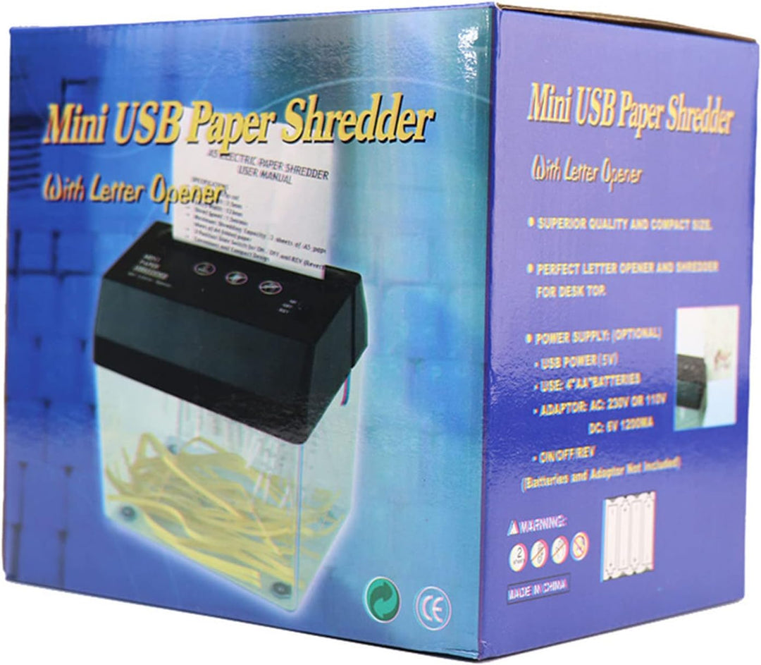 Büro-Aktenvernichter, Mini-USB-Aktenvernichter unterstützt Zwei A6-Blätter, automatische Papierzufuh
