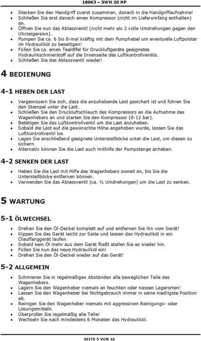 Pneumatisch hydraulischer Stempelwagenheber Wagenheber Stempelheber 20 t Tonnen