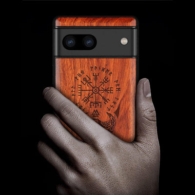 Carveit Holz Handyhülle für Google Pixel 7a Cover [Einzigartiges Design Case] Stossstange hülle Komp