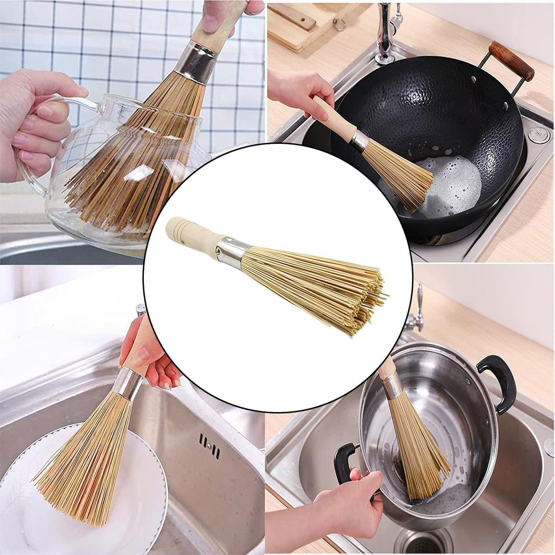 4er Pack Traditionelle Natürliche Bambus Wok Bürsten Küchenreinigungsbürste Zum Reinigen Von Geschir