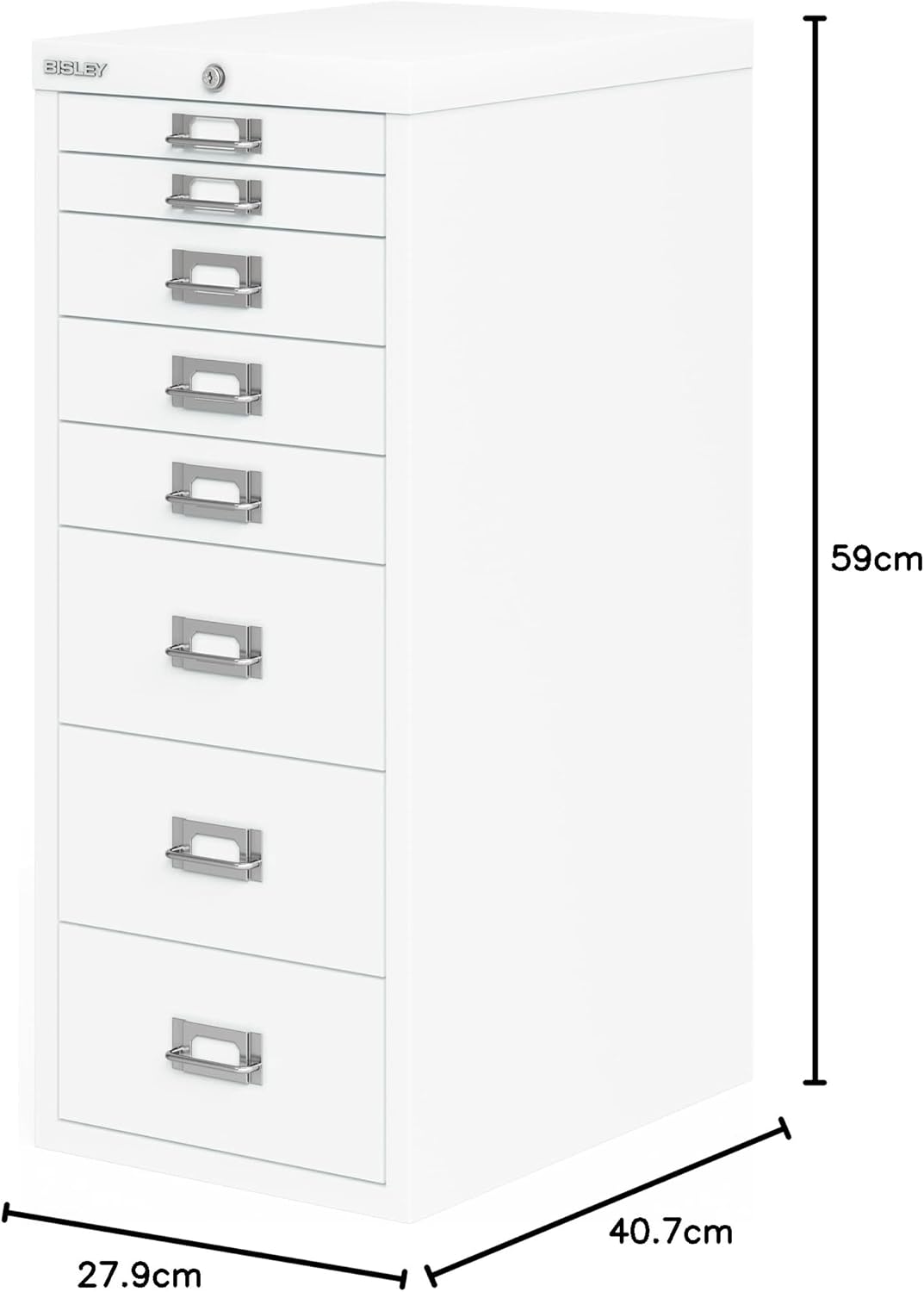 BISLEY MultiDrawer, LA298, DIN A4, 8 Schubladen (2 + 3 + 3 Schubladen), 696 verkehrsweiss, Metall, V