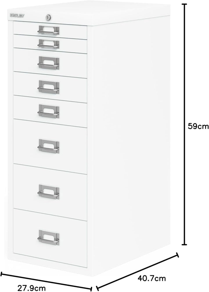 BISLEY MultiDrawer, LA298, DIN A4, 8 Schubladen (2 + 3 + 3 Schubladen), 696 verkehrsweiss, Metall, V