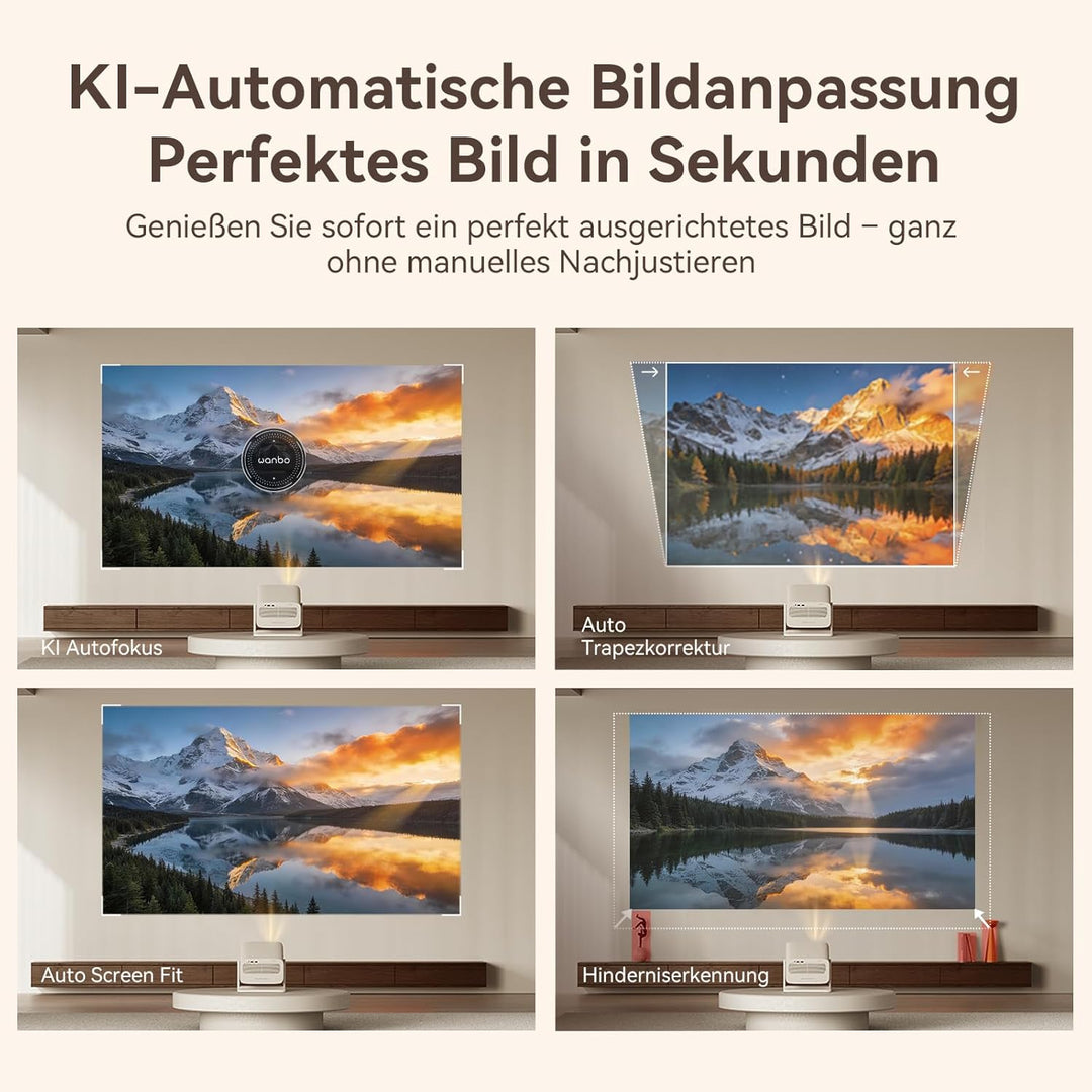 WANBO Vali 1 Pro Smart Beamer Heimkino Official Google TV 14/Netflix, 4K Unterstützung, MEMC HDR10,