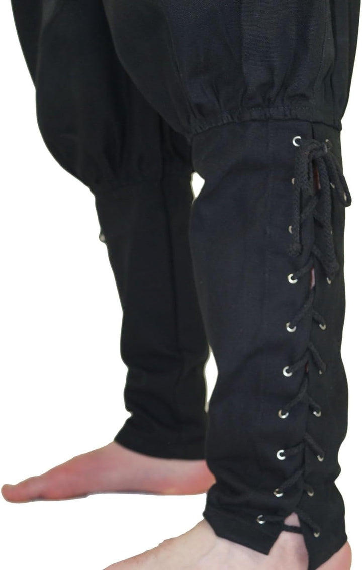 MAYLYNN Mittelalter Hose mit Taschen und Schnürung Wikinger Kelte, schwarz, Grösse:XXL XXL Schwarz,