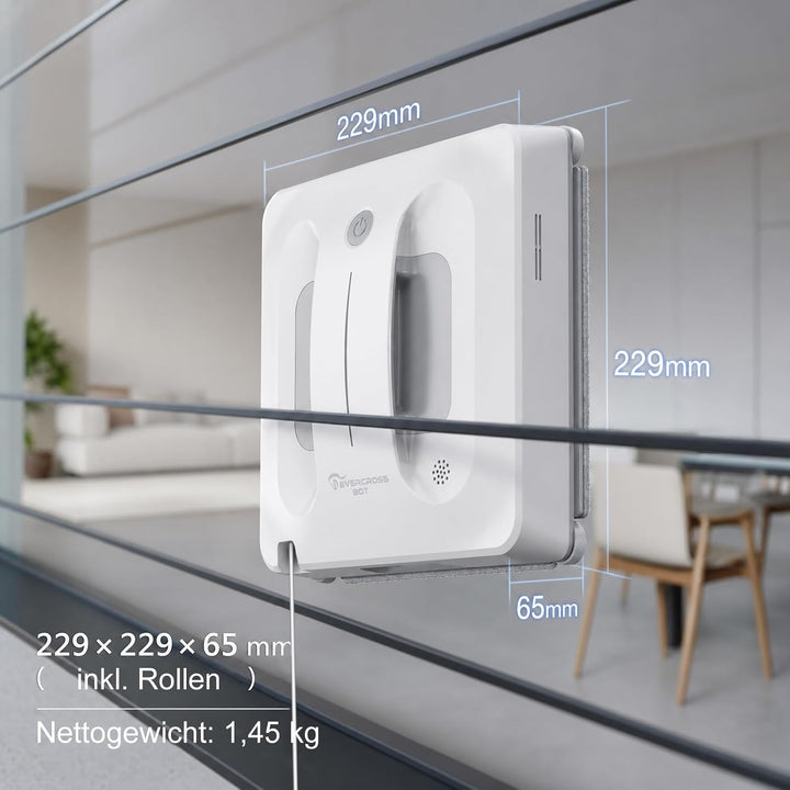 Fensterputzroboter mit 4-Fach Sprühsystem, Automatische Fensterreinigung für rahmenlose &amp; gerahmte F