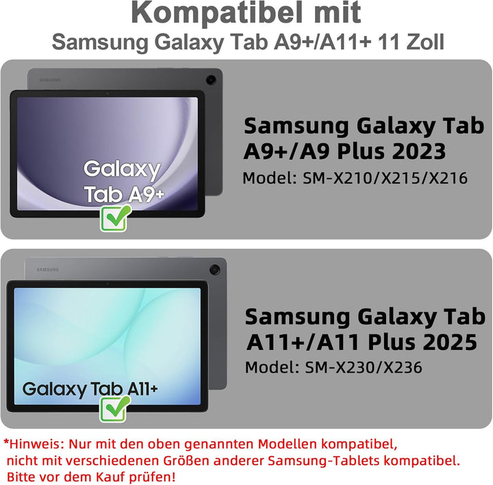 Bettdow für Samsung Galaxy Tab A11+/A9+ 11" Tastatur Hülle, Deutsch QWERTZ Layout Abnehmbarer Beleuc