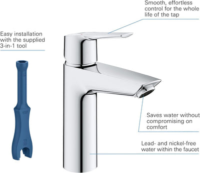 GROHE Start - Einhand-Waschtischarmatur (wassersparend, DN 15, M-Size), chrom, 24204002