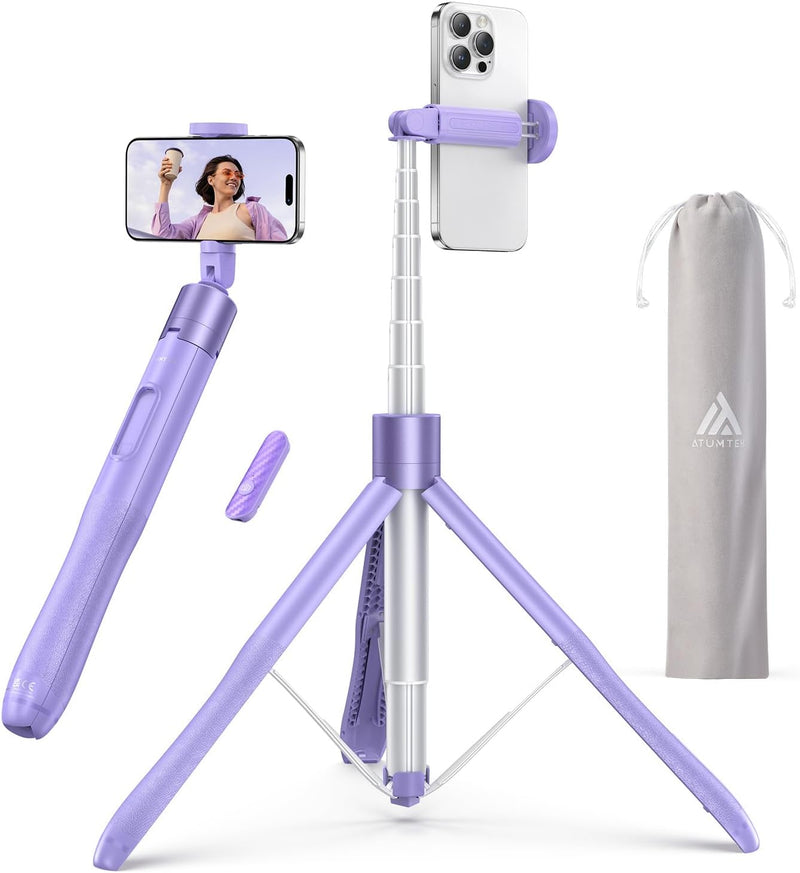 ATUMTEK Selfie-Stick,Einbeinstativ, Bluetooth, 3-in-1, ausziehbar 150CM, 360 ° drehbar, Detachable R