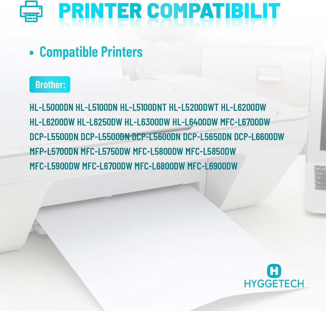 Hyggetech TN3480 2BK Compatible Toner Replacement for Brother TN3480 TN3430 Toner for Brother HL-L51