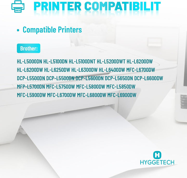Hyggetech TN3480 2BK Compatible Toner Replacement for Brother TN3480 TN3430 Toner for Brother HL-L51