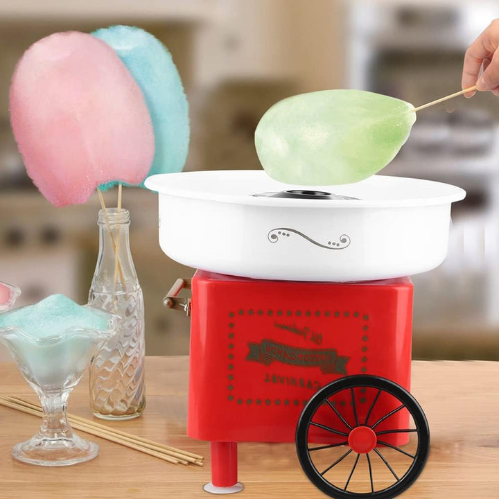 Zuckerwattemaschine 450-550 W Zuckerwatte 2 Heizröhren mit 10 Stäbchen Edelstahl Alu,Retro Cotton Ca