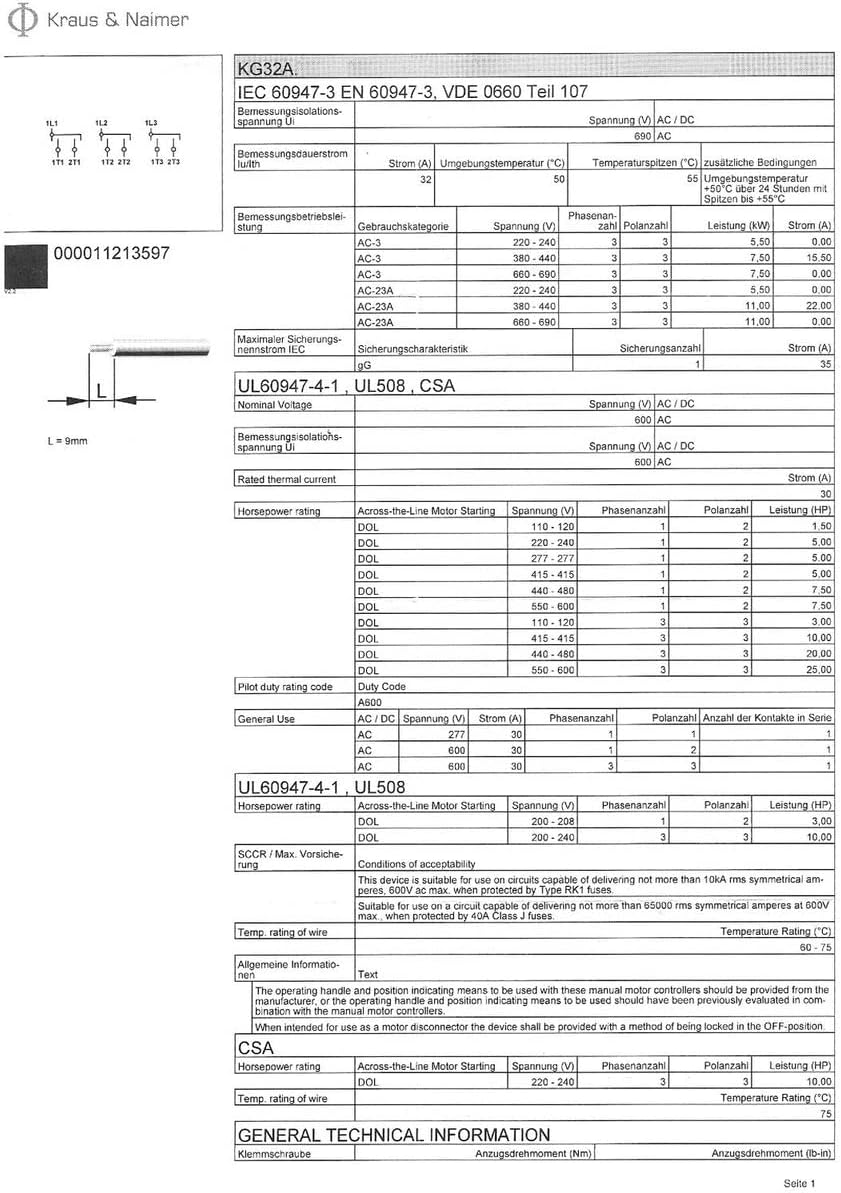 Kraus &amp; Naimer KG32A T903 VE2 +F437 Umschalter 3-polig 32A mit Stellung Netz 0 Notstrom 90° Schnappb