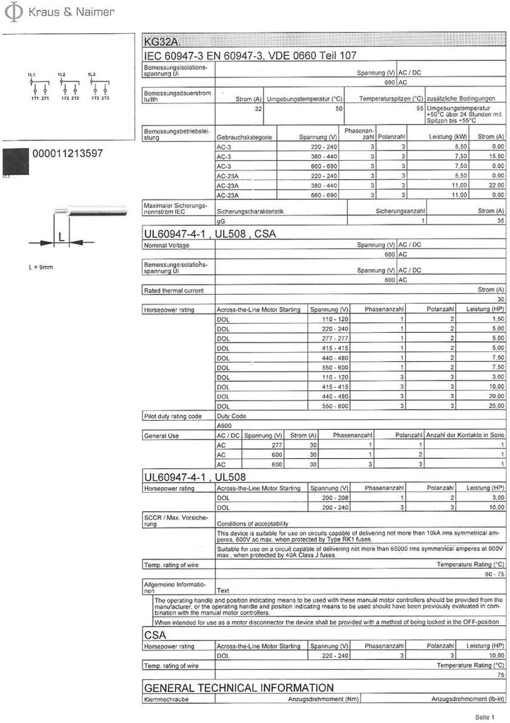 Kraus &amp; Naimer KG32A T903 VE2 +F437 Umschalter 3-polig 32A mit Stellung Netz 0 Notstrom 90° Schnappb