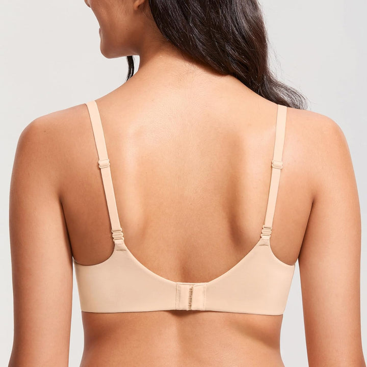 DOBREVA BH Damen ohne Bügel Push Up BHS Soft T Shirt Gepolstert Bustier Nahtlose Sleep 70E Beige, 70