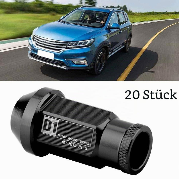 KIMISS Aluminium Autoreifenschraube, 20Pcs Radmuttern sichern Racing Radmutter M12X1.5 (Schwarz)