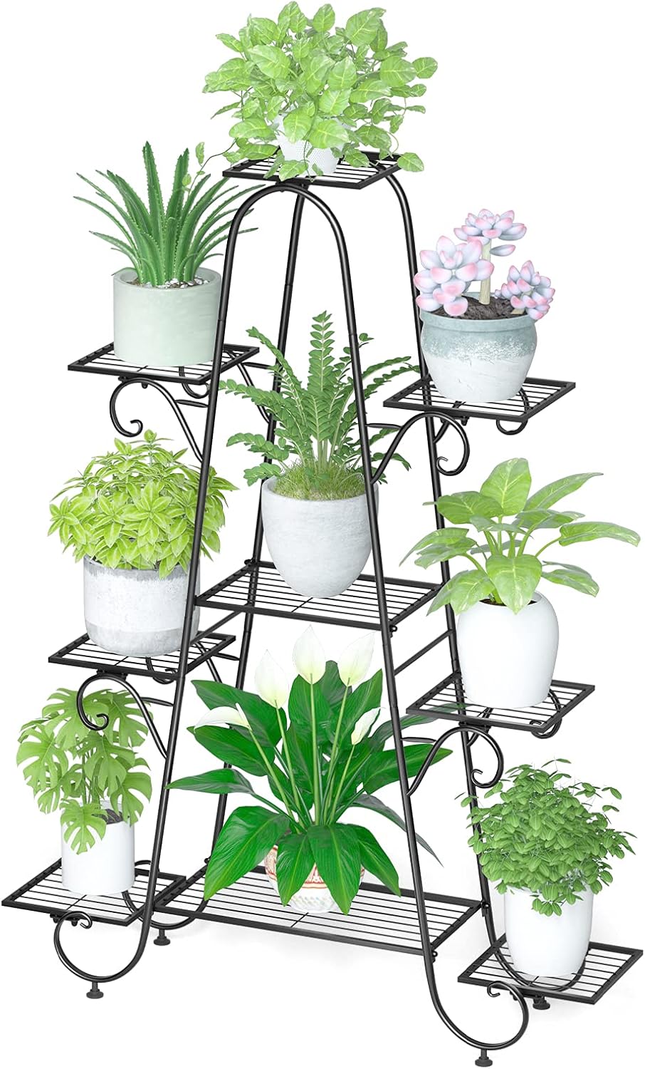 unho Blumentreppe mit 9 Ablagen Blumenständer Blumenregal Metall für innen und aussen Balkon Garten,